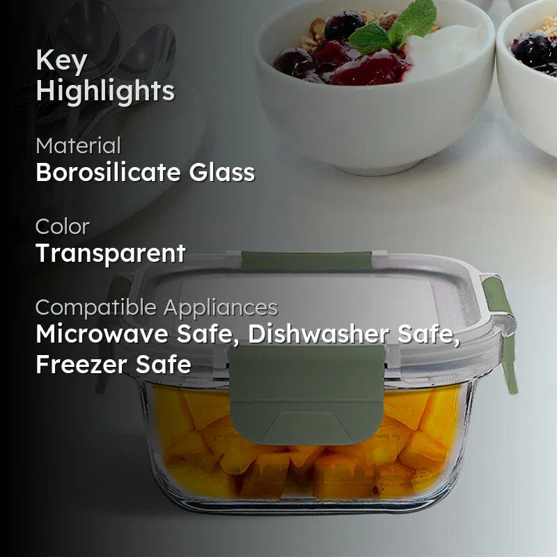 Bergner Glass Vault Airtight Glass Tiffin Box (Green) - 320 mL media 2