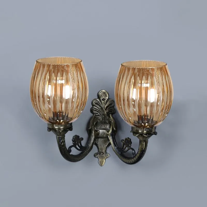 Antique Base Dual Shade Glass Wall Lamp media 5