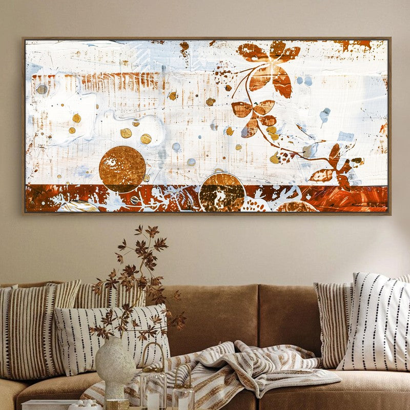 Amber Cascade Abstract Canvas Wall Art With Frame - Brown