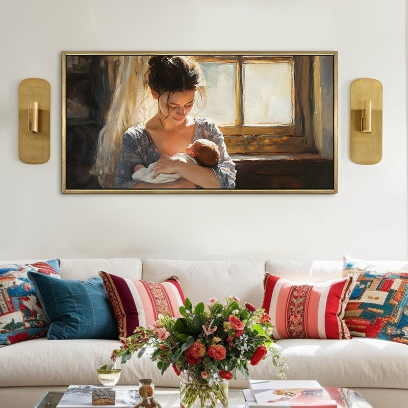 Maternal Grace Canvas Wall Painting With Frame