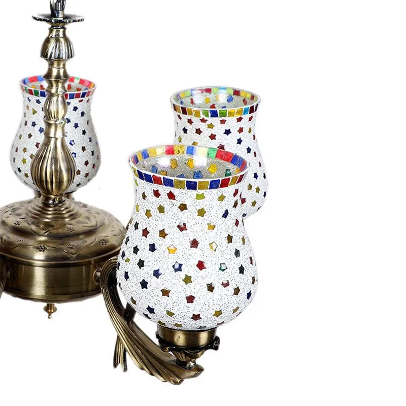 Ekta Vistara Mosaic Golden Antique Ceiling Lamp media 4