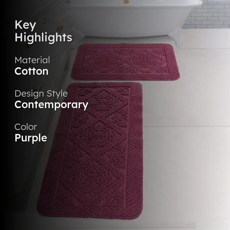 GentleStep Cotton Bath Mats (Purple) - Set of Two media 2