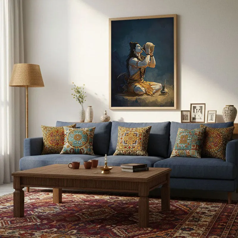 Lord Shiva with Kamandalu Divine II Archival Paper Wall Art - Natural Brown Frame media 4