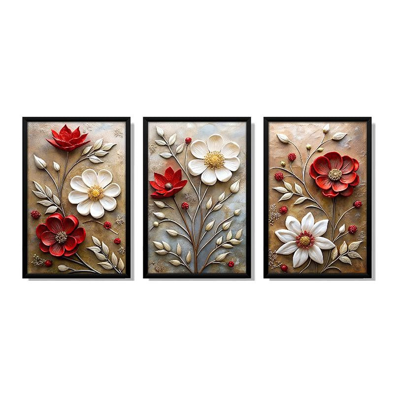 Crimson & Ivory Wall Art With Frame - Set Of Three media 3