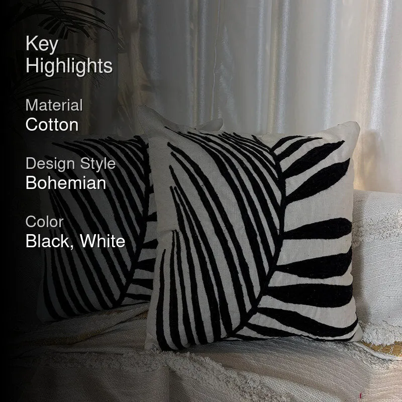 Noir Botanica Tufted Cushion Cover (Black & White) - Set Of Two media 2