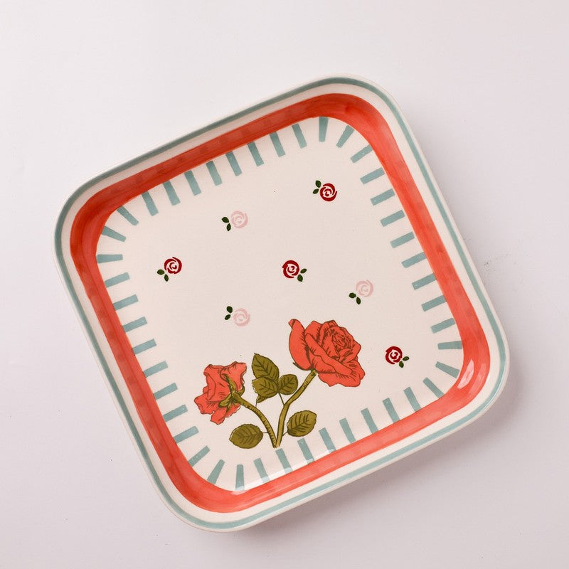 Tea Garden Handpainted Square Platter media 3