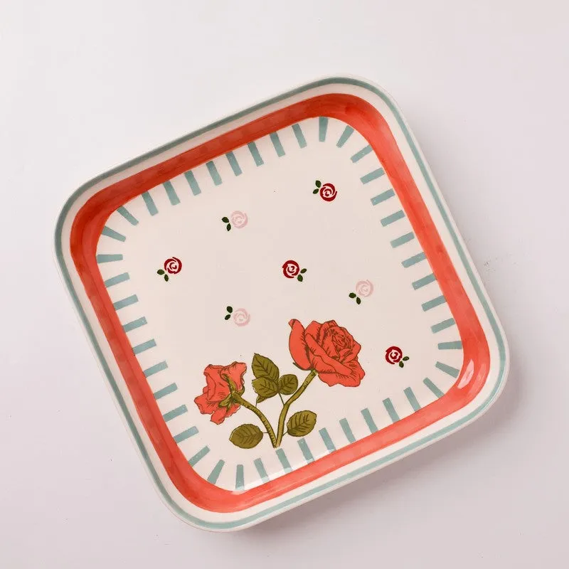 Tea Garden Handpainted Square Platter media 3