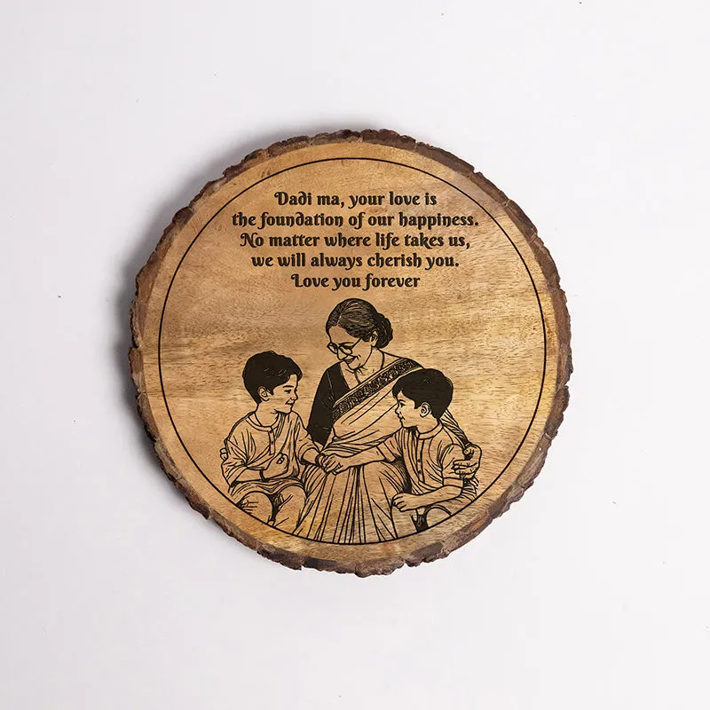Dadi Is Happiness Wood Showpiece - Round media 5