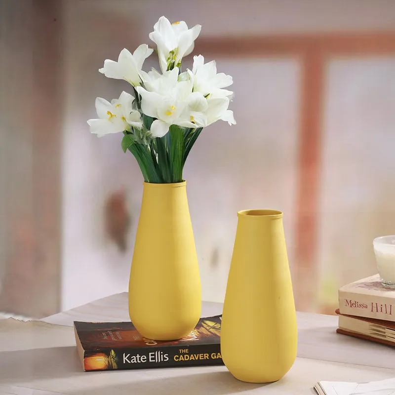 Areitha Metal Vase (Yellow) - Set Of Two media 3
