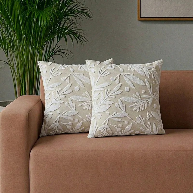 Epona Embroidered Cotton Cushion Cover - Set Of Two media 1