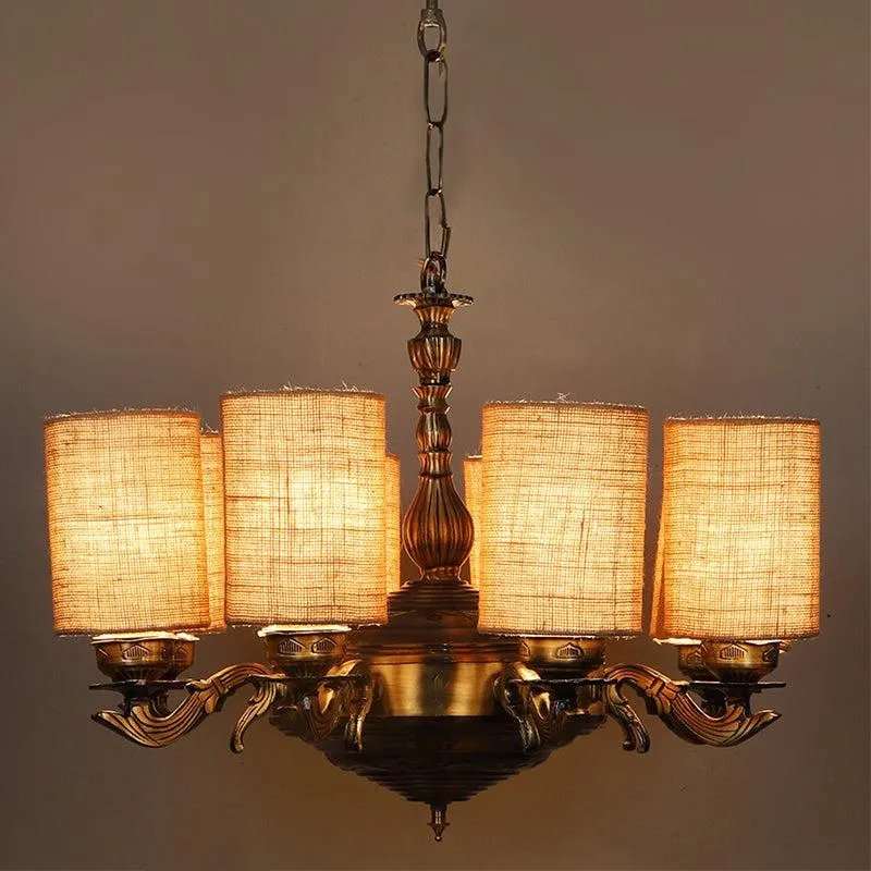 Vilona Cylindrical Ceiling Lamp- Beige media 1
