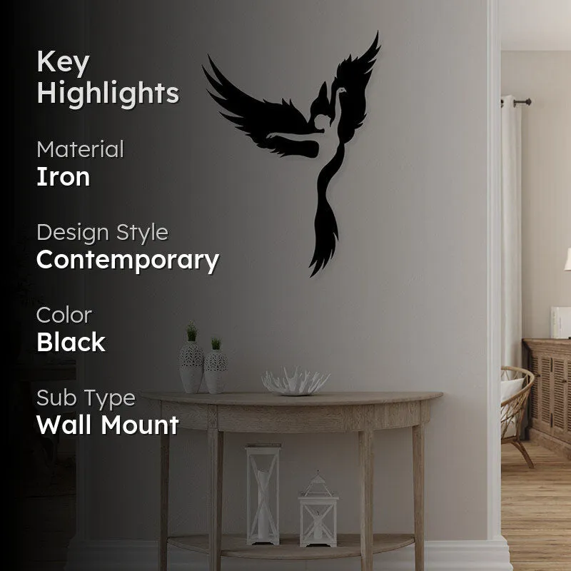 Girl And Phoenix Black Iron Wall Accent media 2