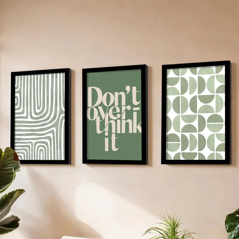 Dont Over Think It Paper Wall Painting With Frame - Set Of Three media 3