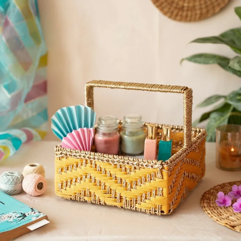 ZariLoom (Cotton,Metal,Zari) Storage Basket media 1