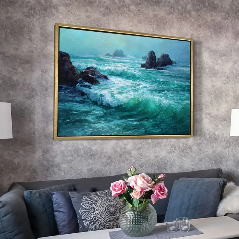 Seafoam Canvas Wall Painting With Frame media 6
