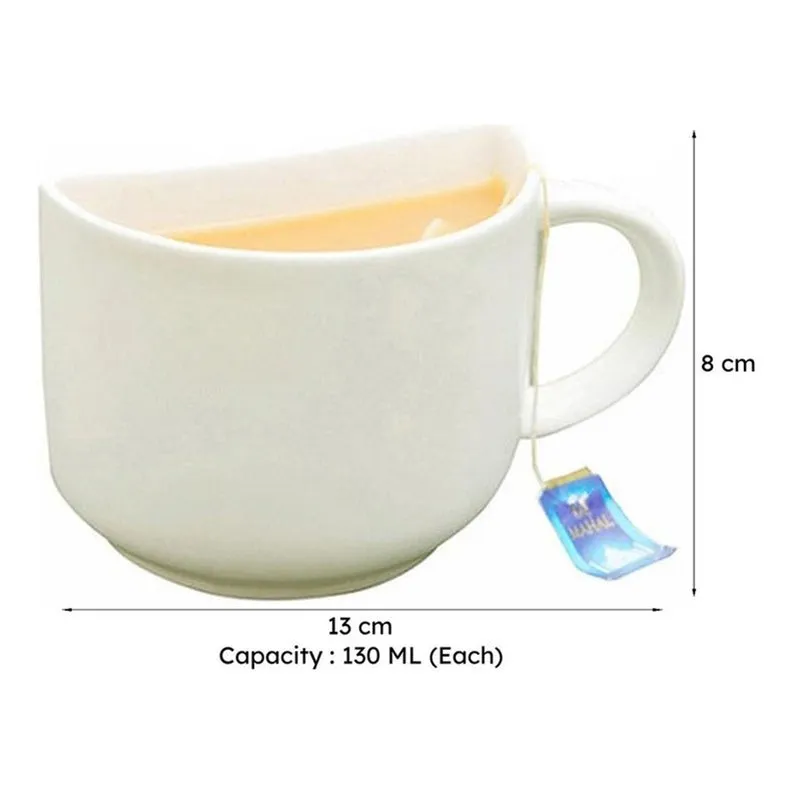 The Better Half Ceramic Tea Cup (130 mL Each/White) - Set of Two media 10