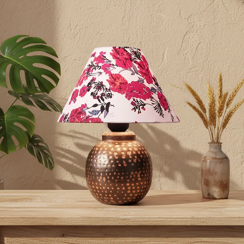Rosa Damask Metal Fabric Table Lamp - Multicolor media 2