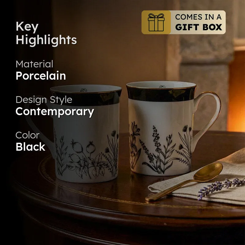 Gilded Bee 24k Gold Brushed Porcelain Coffee Mug (300 mL Each) - Set of Two media 2