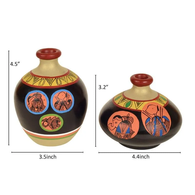 Nuria Tribal Terracotta Vase - Set Of Two media 6