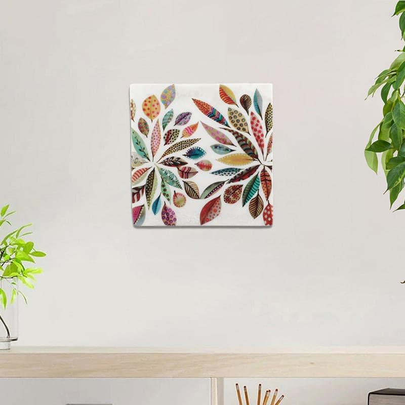 Flowery Scene Printed Marble Wall Accent