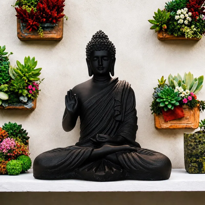 ZenAura Meditating Buddha Marble Showpiece - Black - 1