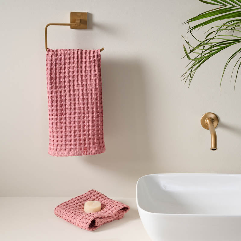 Fluffy Waffle Hand Towel (Pink) - Set Of Two