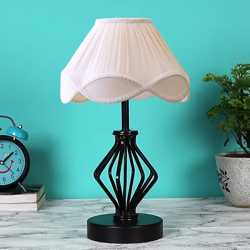Auriosen Cotton Table Lamp With Wooden Base - Ivory media 4