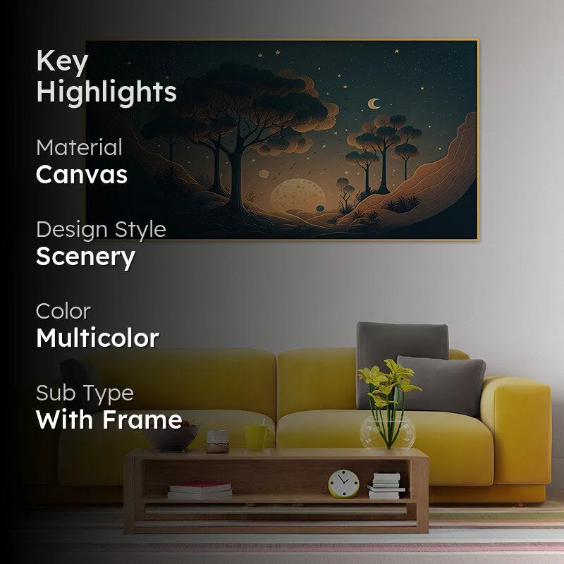 Midnight Moonrise Canvas Wall Painting media 2