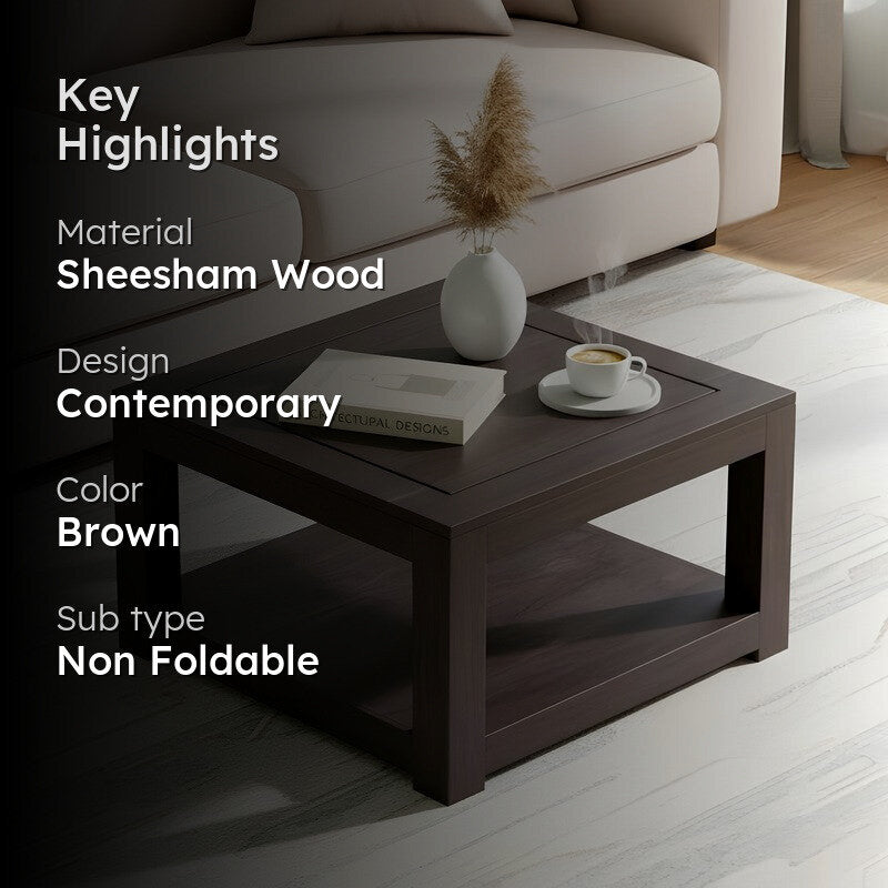Frixon Sheesham Wooden Center Table - Taupe media 2
