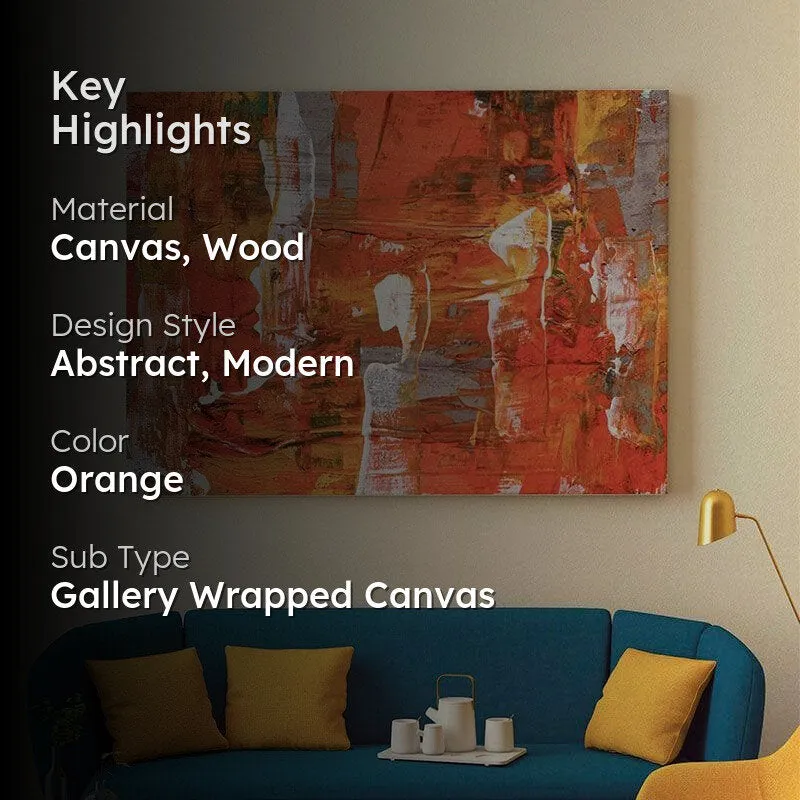 Tangerine Abstract Canvas Wall Painting - Gallery Wrap media 2