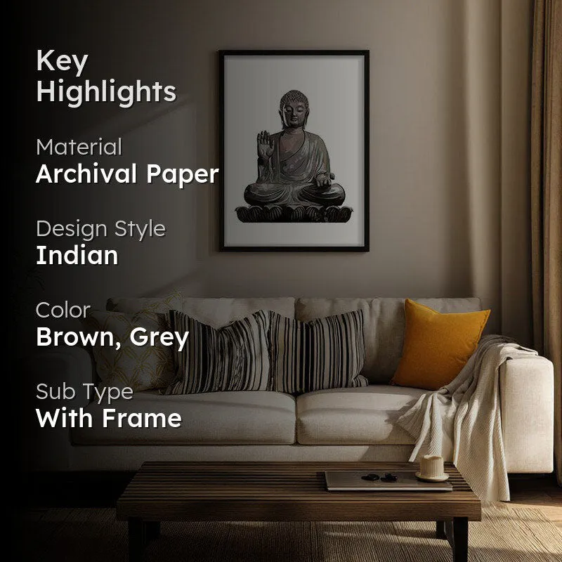 Peaceful Buddha Archival Paper Wall Art With Frame media 2