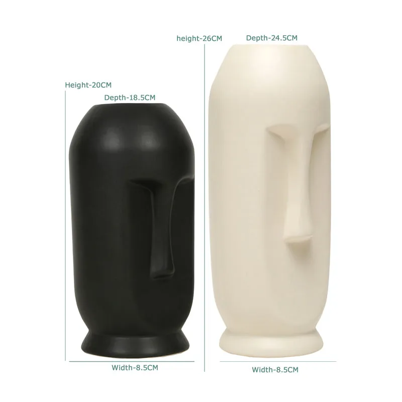 Black and white face vases shown with printed size markings