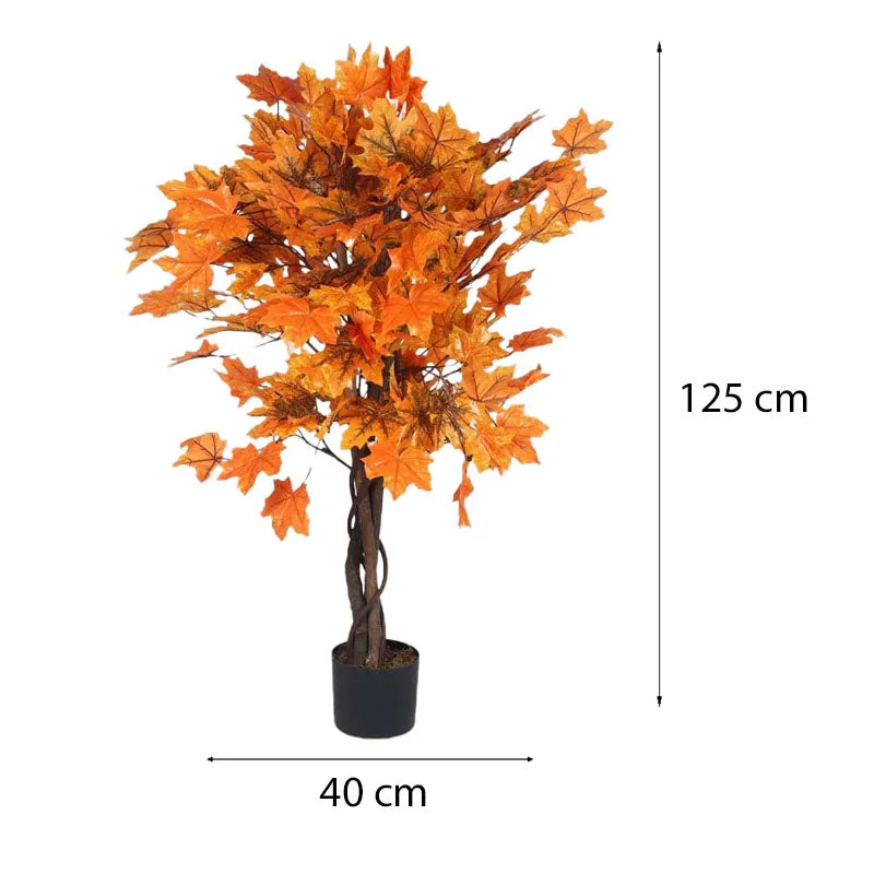 Faux Lush Maple Plant With Black Plastic Pot - 4.1 Feet media 6