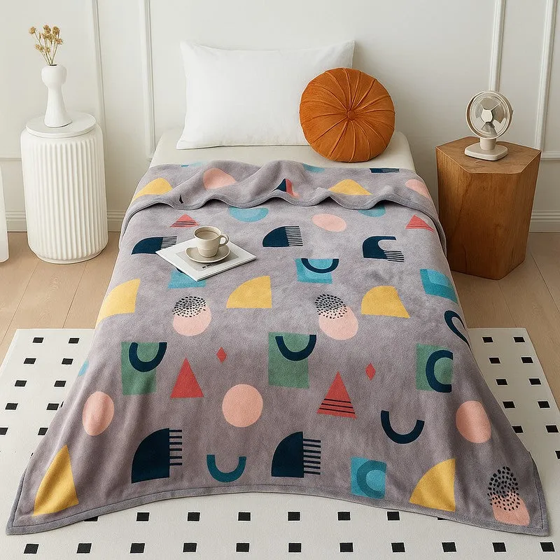 Pastelix Geometric Woolen Blanket (Grey) - 350 GSM media 1