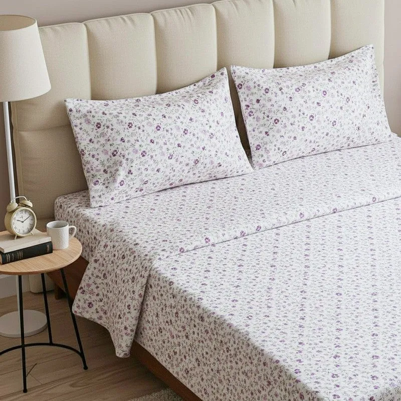 Avani Floral Cotton Bedsheet (Pink) - 180 TC media 3