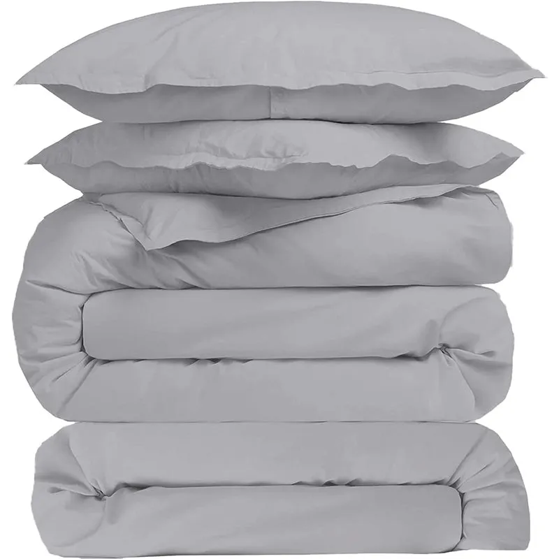 Evelyn 100% Cotton Satin Weave Bedding Set - Silver - 400 TC media 5