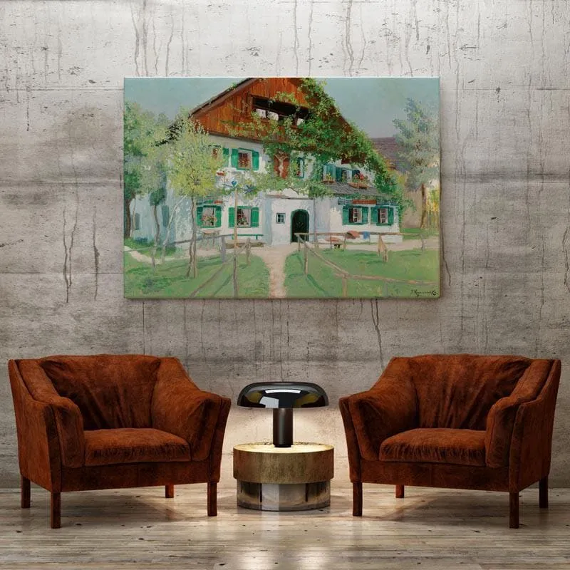 Farmhouse In Summer Light Canvas Painting - Jakob Koganowsky - Gallery Wrap media 1