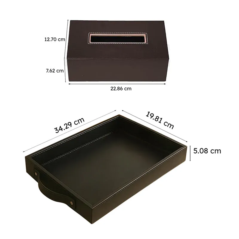 Aveline II Faux Leather Tray With Tissue Holder - Two Piece Set media 7