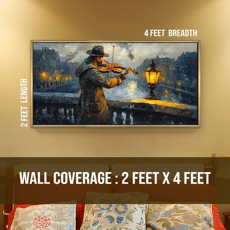 Violin at Dusk Canvas Wall Painting With Frame media 8