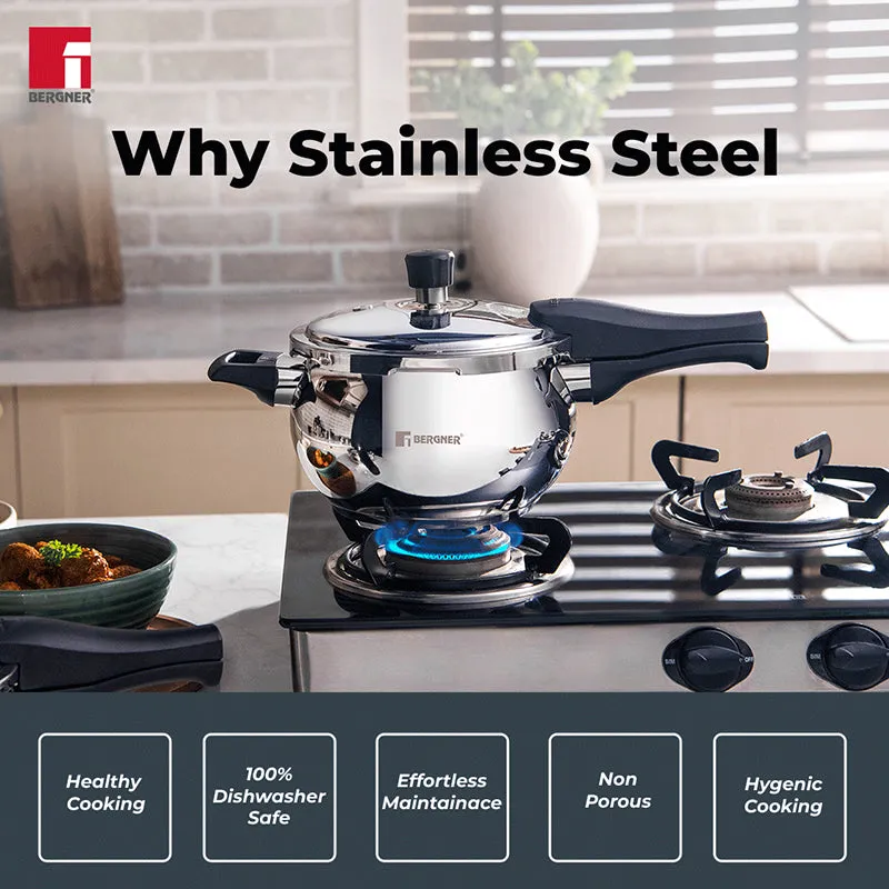 Bergner Stainless Steel Belly Shape Pressure Cooker - 1500 mL media 6