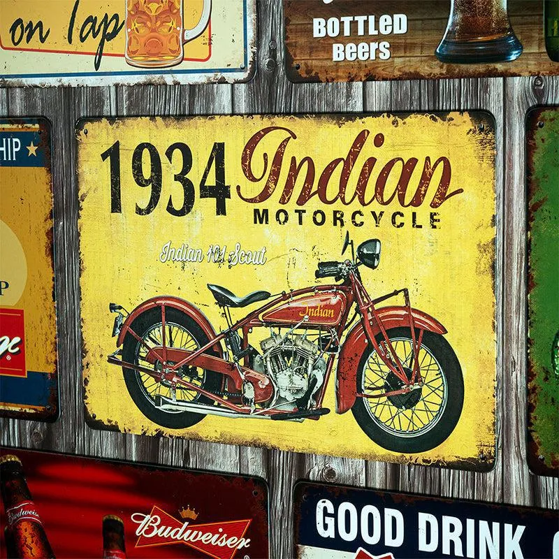 1943 Indian Motorcycle Retro Metal Wall Accent media 1