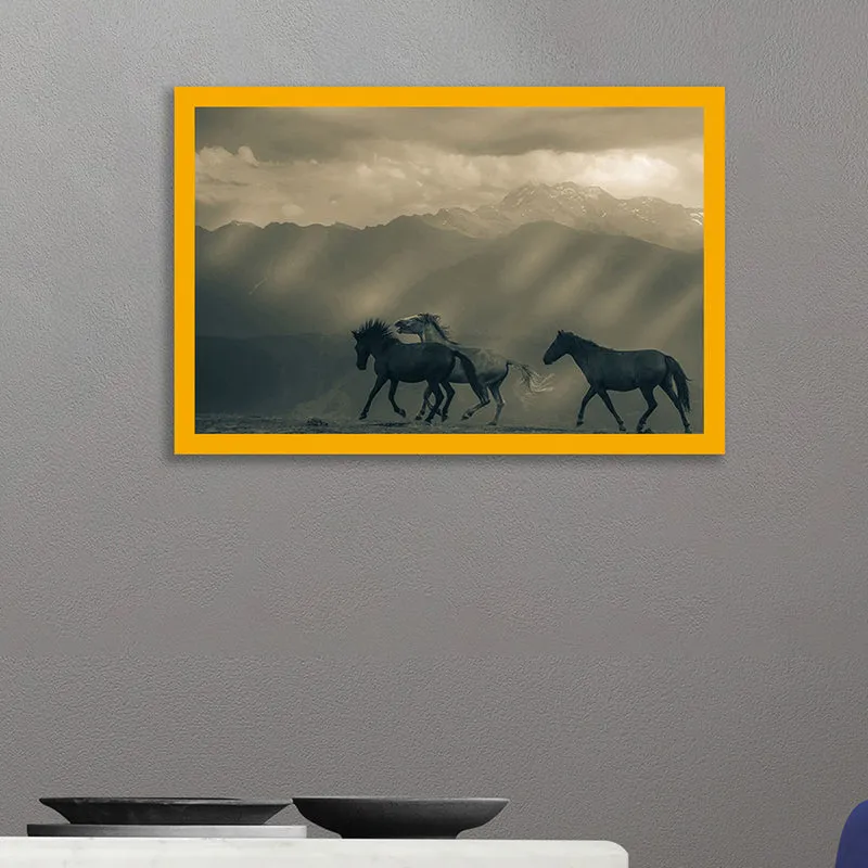 Equine Silhouette Wall Art with Gold Frame media 1