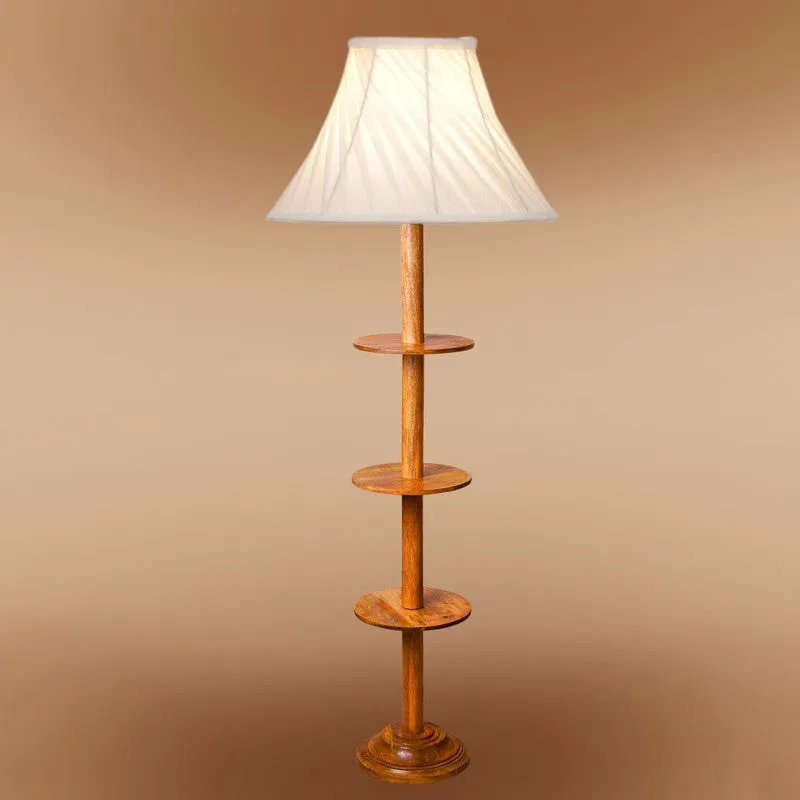 TierShimmer Conical Wooden Floor Lamp - White media 6