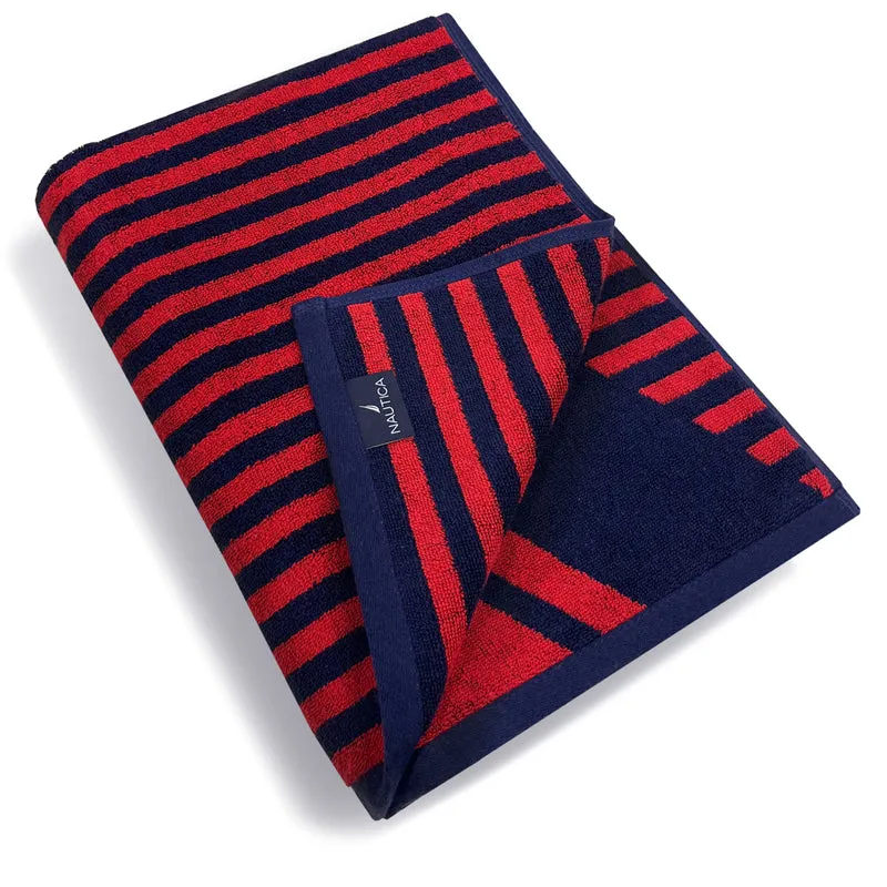 Nautica Voyage Bath Towel - Red, Navy media 4