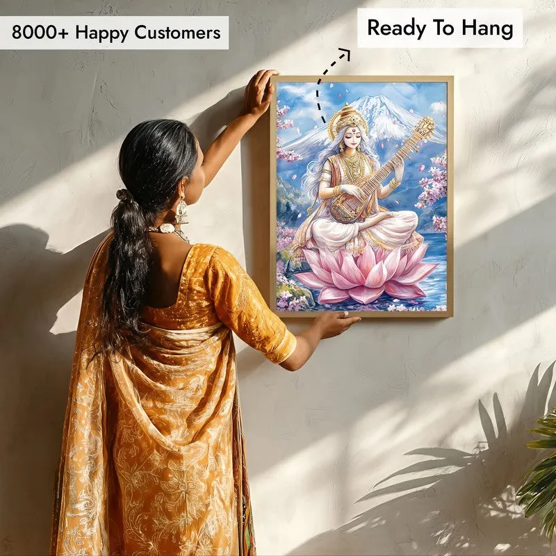 Vidya Dhayini Spiritual Archival Paper Wall Painting - Natural Brown Frame media 7