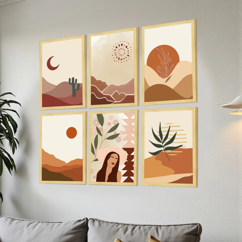 Desert Scene Wall Art With Frame - Set Of Six media 3