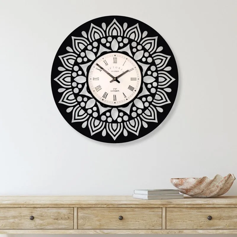 Mandelyn Steel Analog Wall Clock - Black media 1