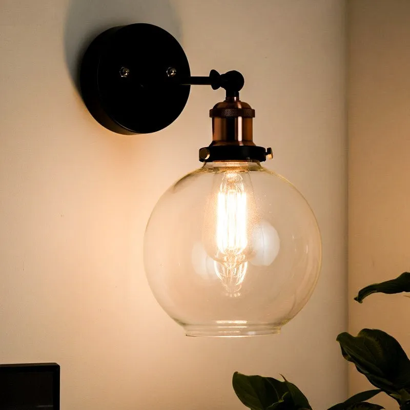 Tiagro Globe Moon Glass & Metal Wall Lamp - Copper media 1