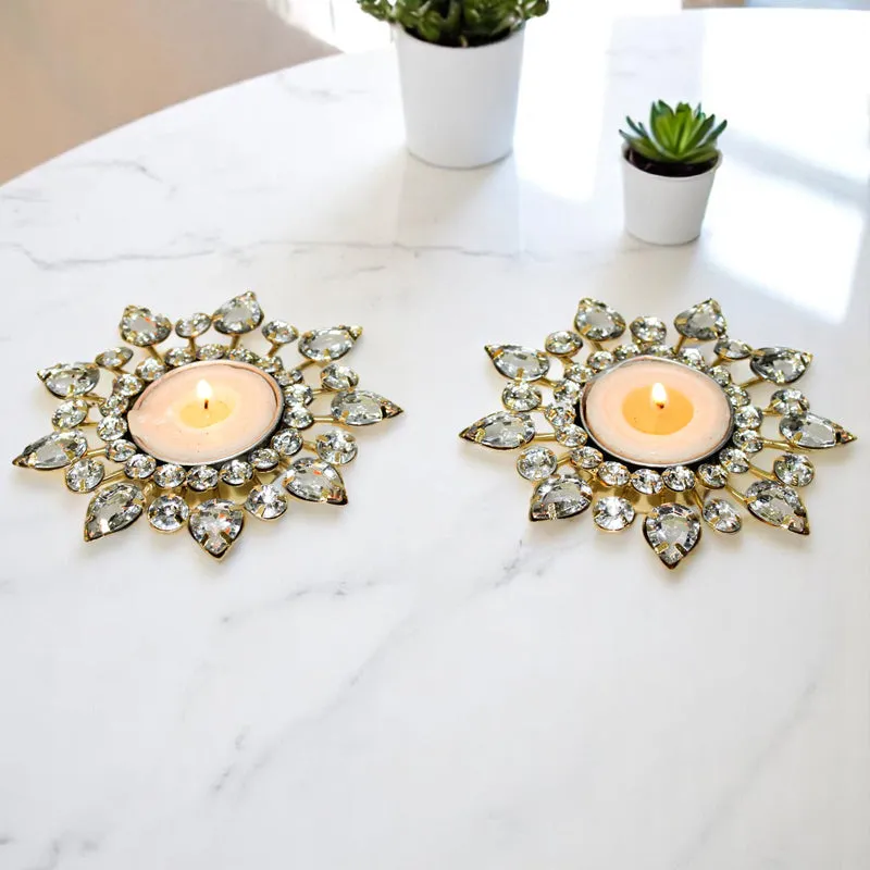 Tajra Ornate Tea Light Holder (White) - Set Of Two media 1