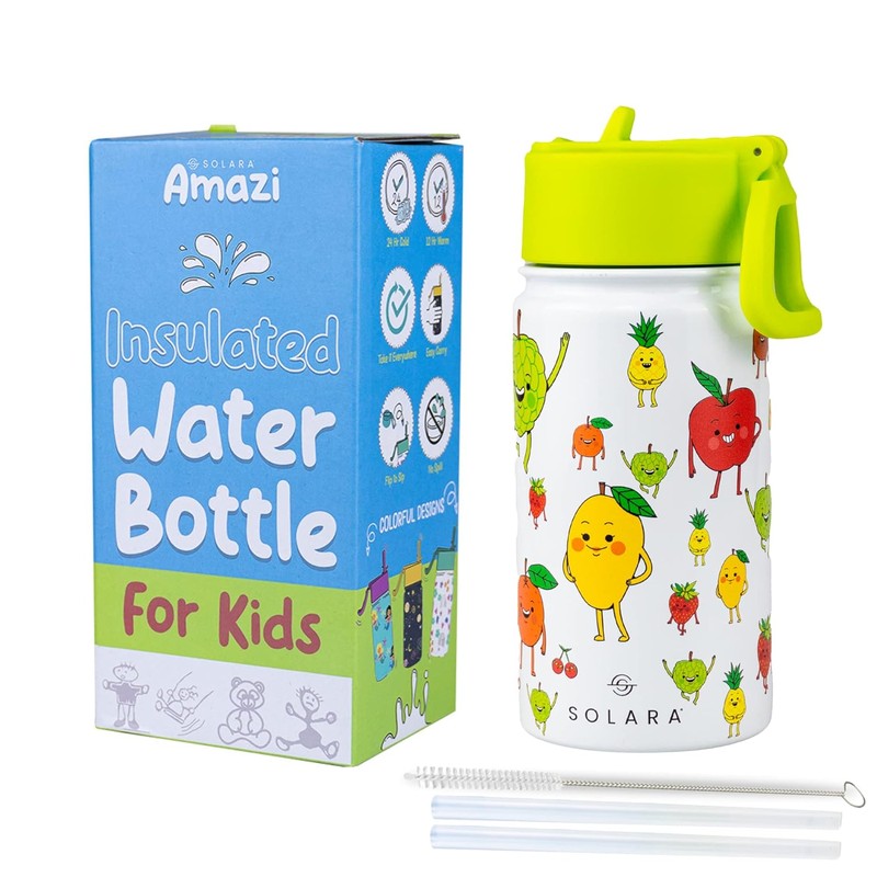 Solara Insulated Stainless Steel Bottle (Green & White)- 450 mL media 3